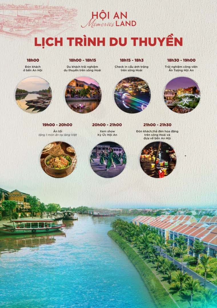 Lịch trình du thuyền trên sông Hoài