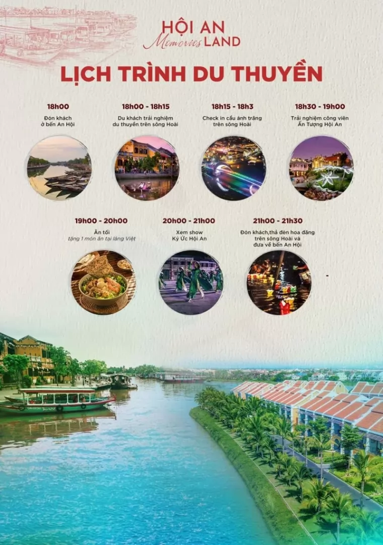 Lịch tr&igrave;nh du thuyền tr&ecirc;n s&ocirc;ng Ho&agrave;i