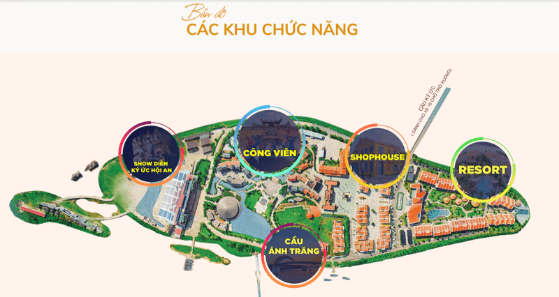 Bản đồ các khu chức năng của Đảo Ký Ức Hội An