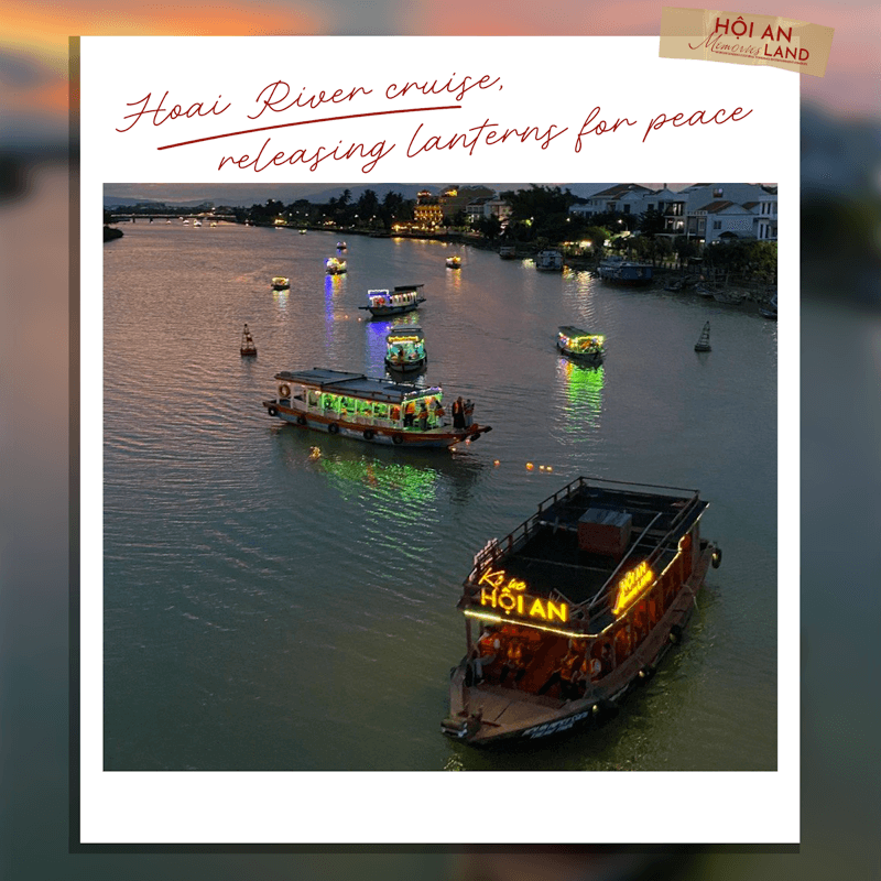 Releasing lanterns to pray for peace on the Hoai River in Hoi An