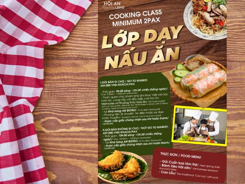 Thông tin về lớp học nấu ăn tại Hoi An Memories Resort & Spa