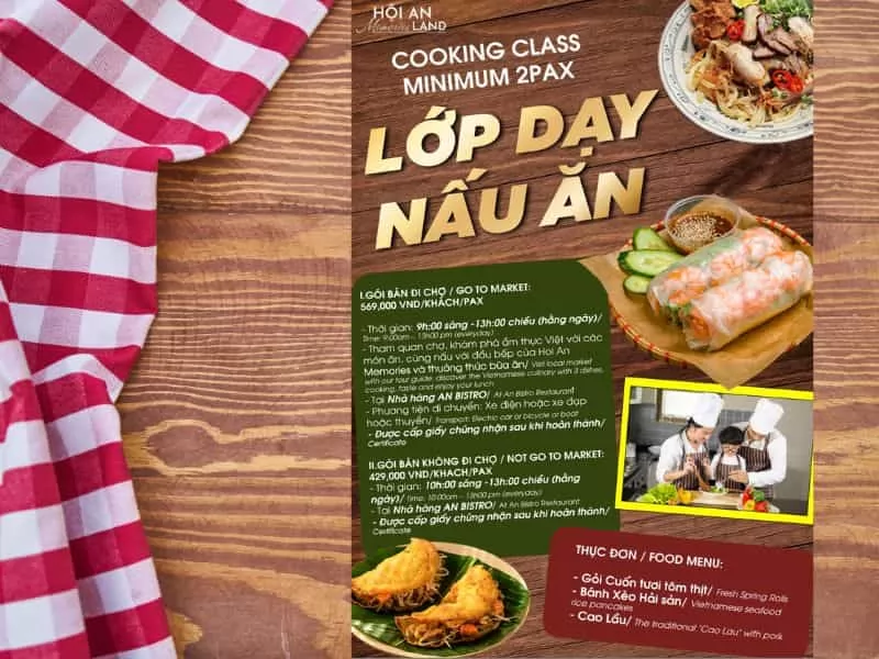 Thông tin về lớp học nấu ăn tại Hoi An Memories Resort & Spa
